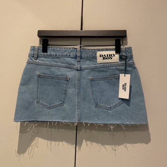 BNWT Dairy Boy Bambi Mini Skirt - Light Wash - Picture 1 of 9